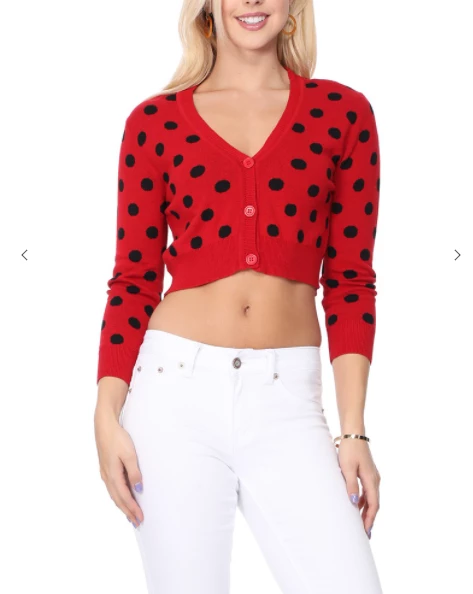 MAK-1 Sweaters & Cardigans Perfect Polka Dot Crop Cardigan Teal 11 MAK-1 Sweaters & Cardigans Perfect Polka Dot Crop Cardigan Teal