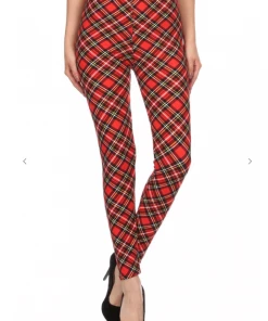 LOVE IT Legging Plaid Print Red