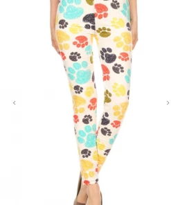 LOVE IT Leggings Legging Paw Print Ivory