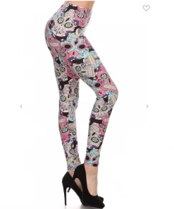 LOVE IT Legging Skull Print Pink