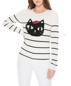 MAK-1 Cat & Fish Long Sleeve Stripe Sweater Sweaters & Cardigans