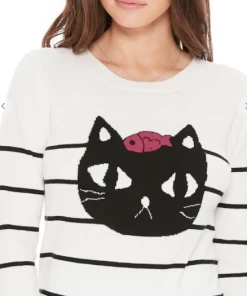 MAK-1 Cat & Fish Long Sleeve Stripe Sweater Sweaters & Cardigans