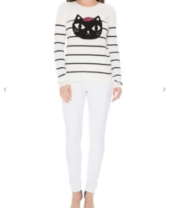 MAK-1 Cat & Fish Long Sleeve Stripe Sweater Sweaters & Cardigans