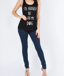 BEAR DANCE Graphic Tank & Tee Shirts Rather Be With Dog Tank Top