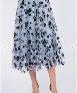 TABA Tulle & Mesh Skirts Posey Tulle Mesh 3 D Skirt Black