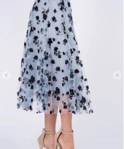 TABA Tulle & Mesh Skirts Posey Tulle Mesh 3 D Skirt Black