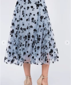 TABA Posey Tulle Mesh 3 D Skirt Light Steel Blue Tulle & Mesh Skirts