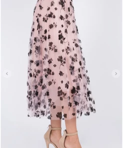 TABA Posey Tulle Mesh 3 D Skirt Pink