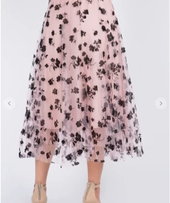 TABA Tulle & Mesh Skirts Posey Tulle Mesh 3 D Skirt Black