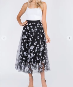 TABA Posey Tulle Mesh 3 D Skirt Pink