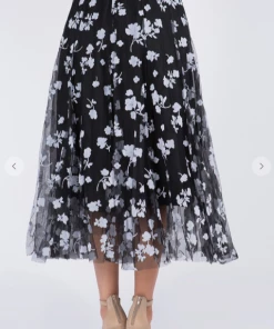 TABA Posey Tulle Mesh 3 D Skirt Light Steel Blue Tulle & Mesh Skirts