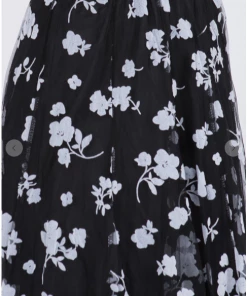 TABA Tulle & Mesh Skirts Posey Tulle Mesh 3 D Skirt Black