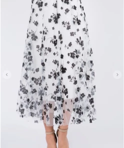 TABA Tulle & Mesh Skirts Posey Tulle Mesh 3 D Skirt Black