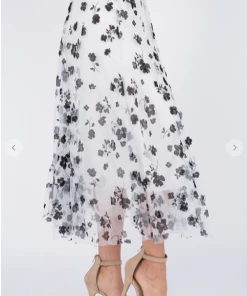 TABA Tulle & Mesh Skirts Posey Tulle Mesh 3 D Skirt Black