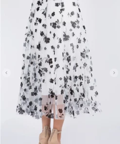 TABA Posey Tulle Mesh 3 D Skirt Pink