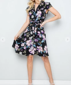 LA SOUL Black Orchid Dress Printed Dresses