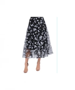 TABA Tulle & Mesh Skirts Posey Tulle Mesh 3 D Skirt Black
