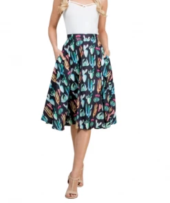 LA SOUL Mini Skirts & Mid Length Skirt Desert Rose Cactus Skirt