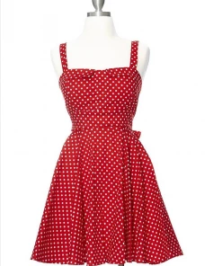 Varga Merry Marilyn Small Polka Dot Dress - Red