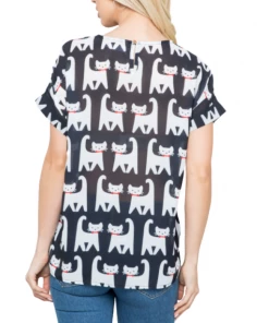 LA SOUL Short Sleeve Top Purrrrfect Cat Top
