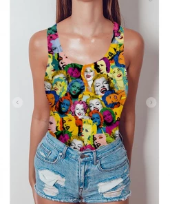 XYNC Graphic Tank & Tee Shirts Marilyn Face Tank Top