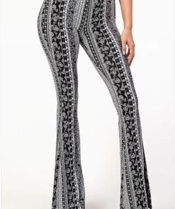 BEAR DANCE Pants & Jeans Bell Bottom Paisley Pant Black & White