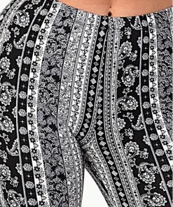BEAR DANCE Pants & Jeans Bell Bottom Paisley Pant Black & White
