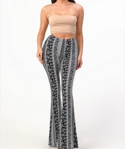 BEAR DANCE Pants & Jeans Bell Bottom Paisley Pant Black & White