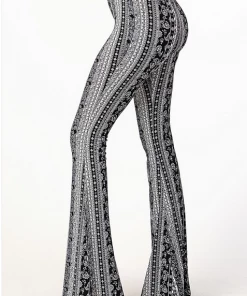 BEAR DANCE Pants & Jeans Bell Bottom Paisley Pant Black & White