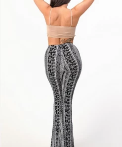 BEAR DANCE Pants & Jeans Bell Bottom Paisley Pant Black & White