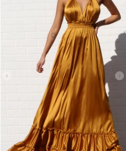 Dress Day Maxi Dresses & Jumpsuits Satin Halter Dress