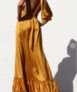 Dress Day Maxi Dresses & Jumpsuits Satin Halter Dress