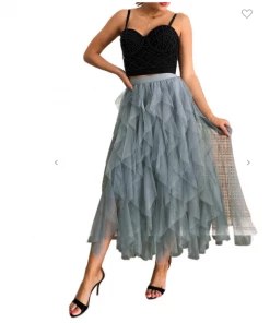 Supreme Fashions Jasmine Mesh Skirt Grey