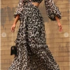 Dress Day Lori Leopard Long Sleeve Maxi Dress