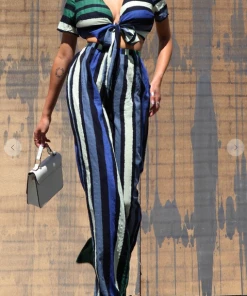 Dress Day Legs For Days Stripe Pant Medium Sea Green Maxi Dresses & Jumpsuits