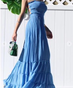 Dress Day Crazy For You Smoked Maxi Dress Blue Maxi Dresses & Jumpsuits