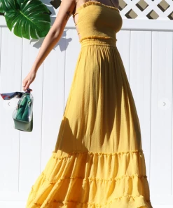 Dress Day Crazy For You Smocked Maxi Dress Yellow Maxi Dresses & Jumpsuits