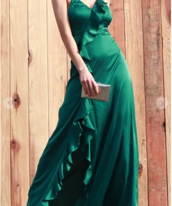 Dress Day Maxi Dresses & Jumpsuits Satin Series Slit Dress