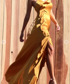 Dress Day Satin Series Slit Dress Maxi Dresses & Jumpsuits