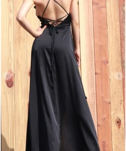 Dress Day Maxi Dresses & Jumpsuits Satin Series Slit Dress