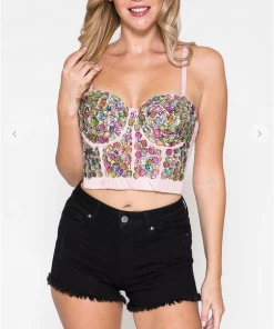 LYDIA Rhinestone Forever Jeweled Crop Corset