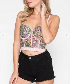 LYDIA Rhinestone Forever Jeweled Crop Corset