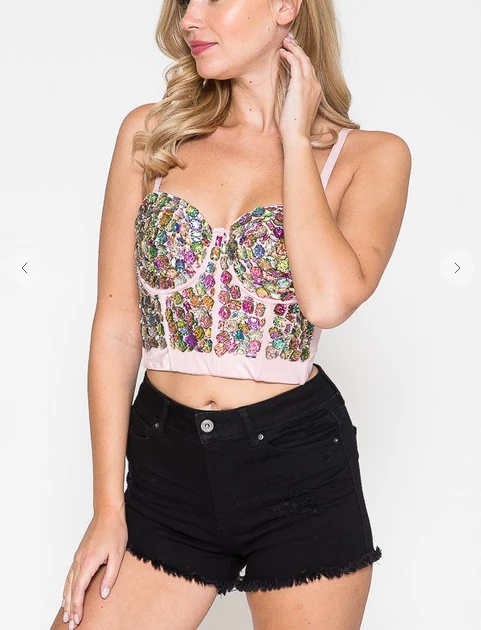 LYDIA Rhinestone Forever Jeweled Crop Corset Corsets 5 LYDIA Rhinestone Forever Jeweled Crop Corset Corsets