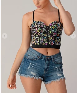 LYDIA Rhinestone Forever Jeweled Crop Corset