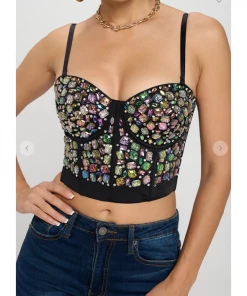 LYDIA Rhinestone Forever Jeweled Crop Corset