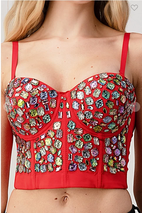 LYDIA Rhinestone Forever Jeweled Crop Corset Corsets 16 LYDIA Rhinestone Forever Jeweled Crop Corset Corsets