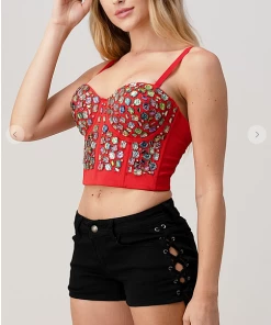 LYDIA Rhinestone Forever Jeweled Crop Corset