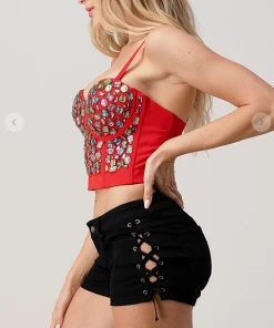 LYDIA Corsets Rhinestone Forever Jeweled Crop Corset
