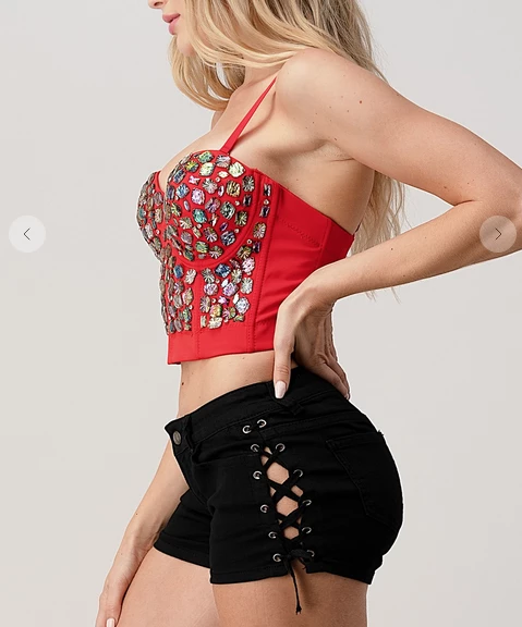 LYDIA Rhinestone Forever Jeweled Crop Corset Corsets 20 LYDIA Rhinestone Forever Jeweled Crop Corset Corsets