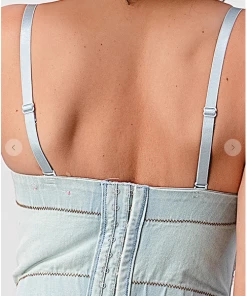 LYDIA Rhinestone Jeweled Corset Blue Denim Corsets 24 LYDIA Rhinestone Jeweled Corset Blue Denim Corsets